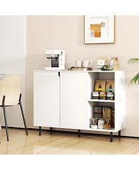 Costway Kitchen Sideboard Buffet with Adjustable Shelves 2 Doors Sturdy Metal Legs