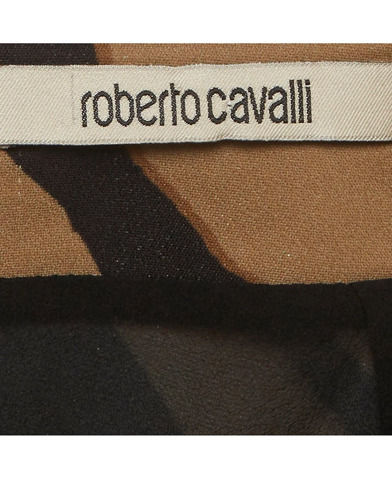 Pre-Owned Roberto Cavalli Women's Zebra Print Crepe Asymmetric Skirt