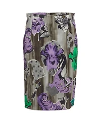 Pre-Owned Versace Women's Collection Multicolour Abstract Print Stretch Crepe Pencil Skirt