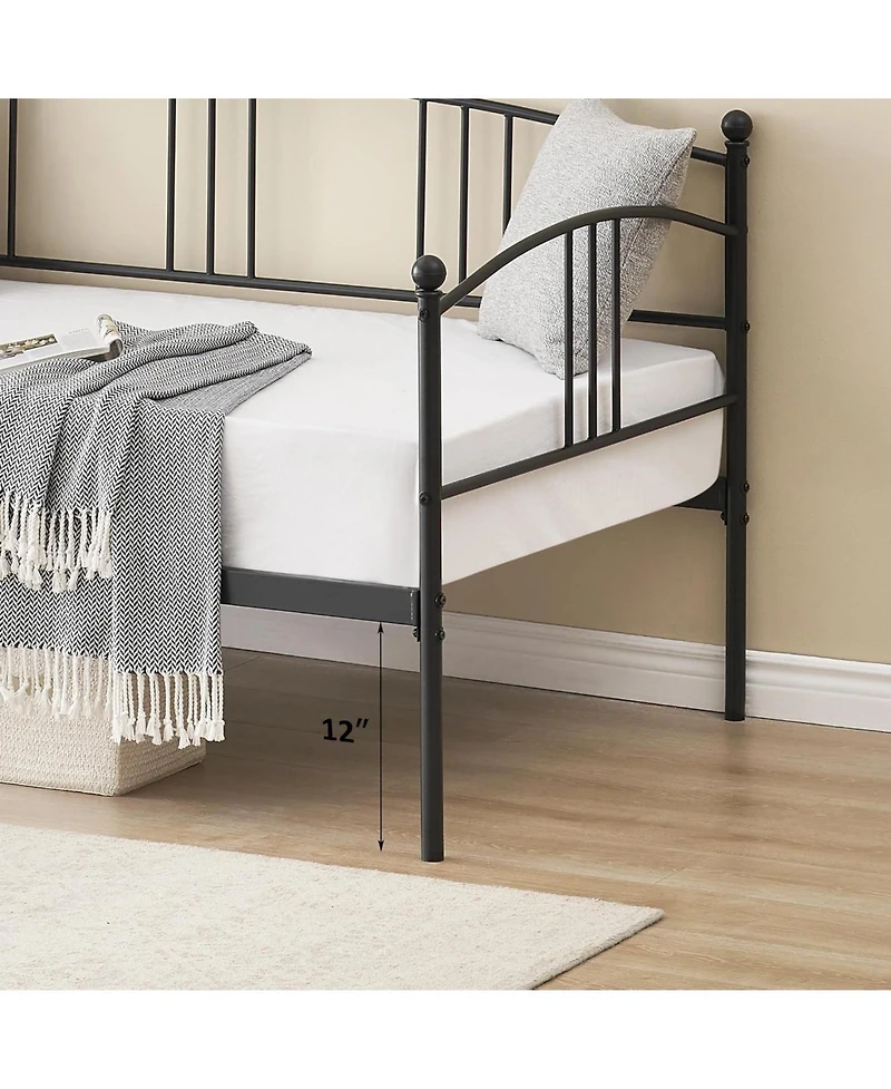 gaomon Twin Metal Daybed with Trundle, Steel Slats, Guest Bed
