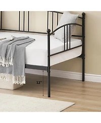 gaomon Twin Metal Daybed with Trundle, Steel Slats, Guest Bed