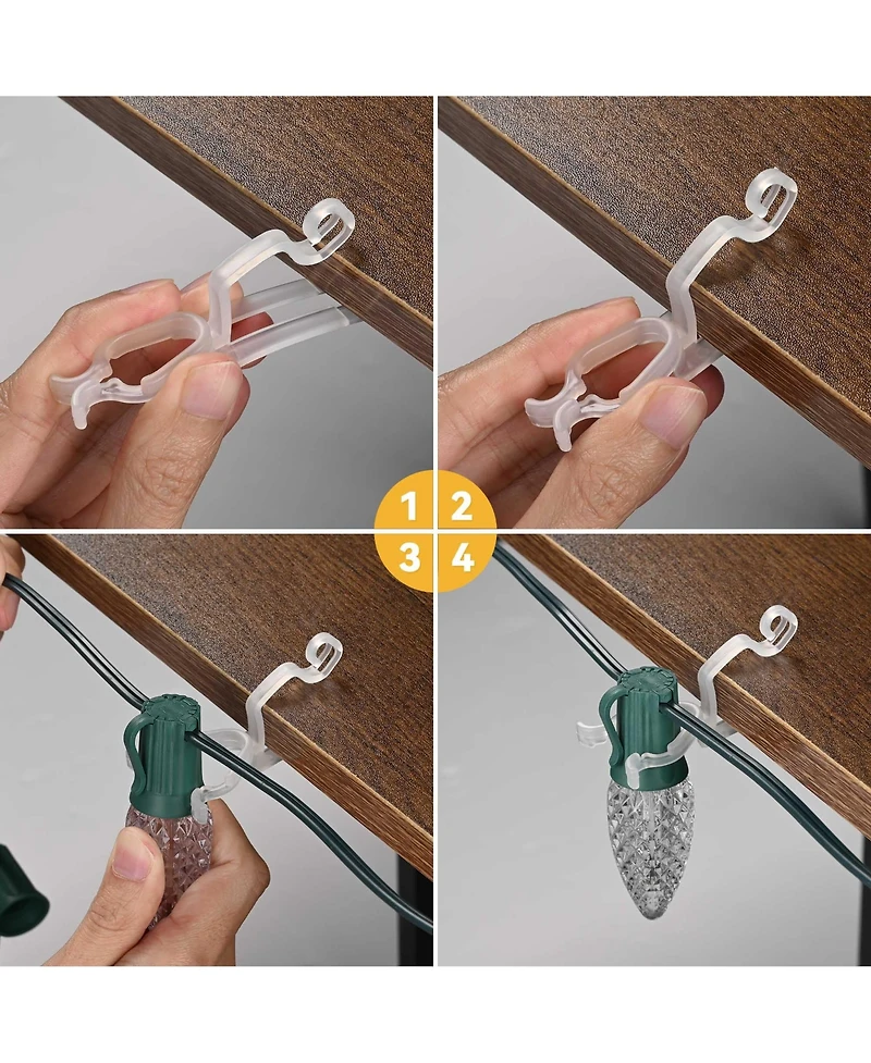 DELight 100 Pieces Christmas Light Clips All in One Plus C7 C9 Hangers for Gutters