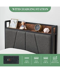 gaomon Twin Upholstered Bed with Storage Headboard, 2 Drawers and Usb
