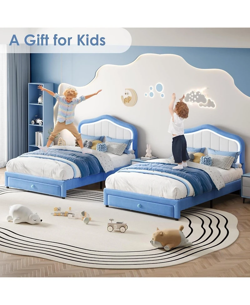 gaomon Full Upholstered Bed with Led And Storage Drawer