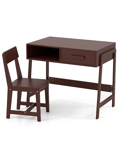 Slickblue Kids Writing Desk Chair Set with Storage Drawer and Hutch