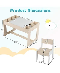 Slickblue Toddler Table and Chair Set Multifunction with Chalkboard Top