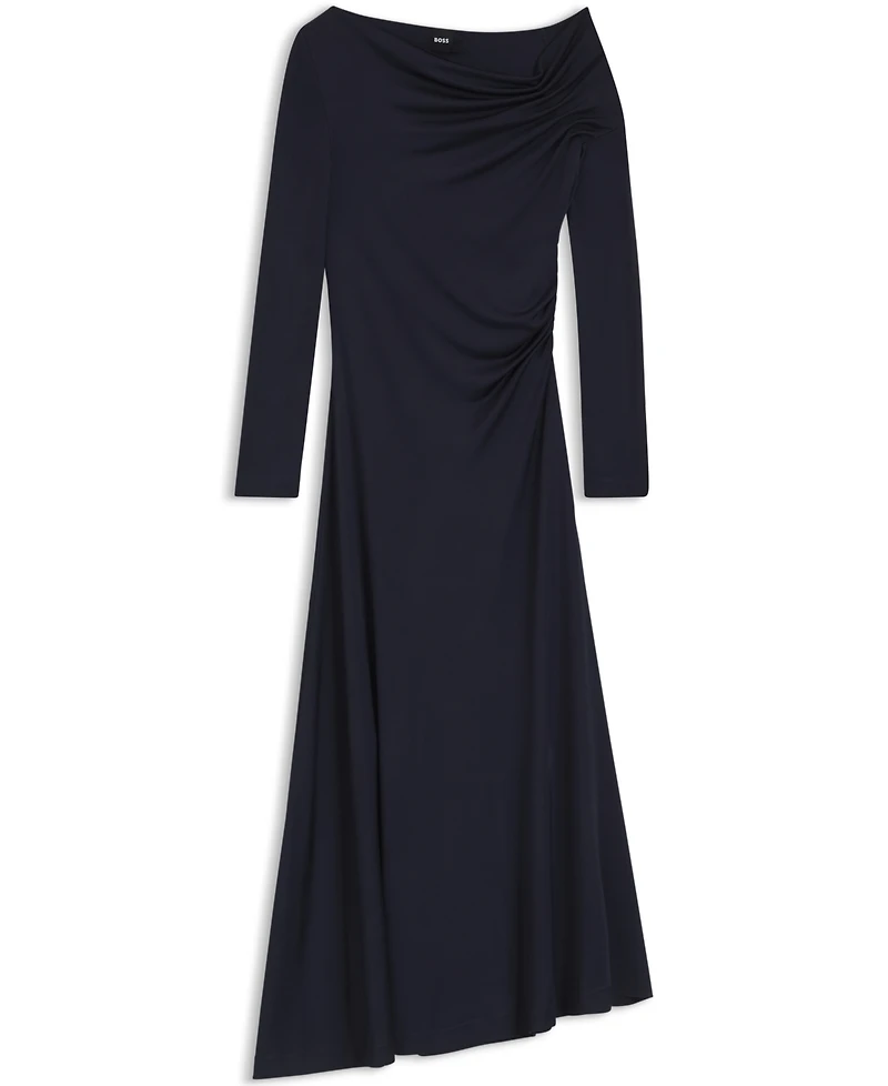 Boss by Hugo Women's Asymmetric Neckline Long-Sleeved Dress