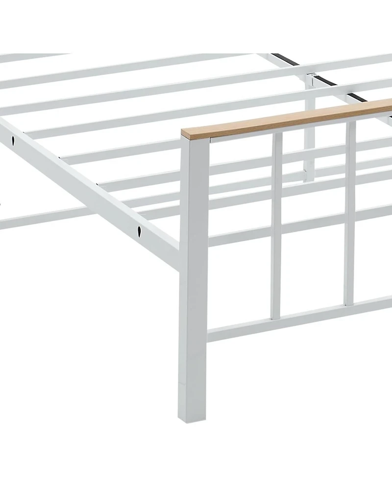 gaomon Full Metal Bed with Headboard and 4 Drawers, Oak Finish
