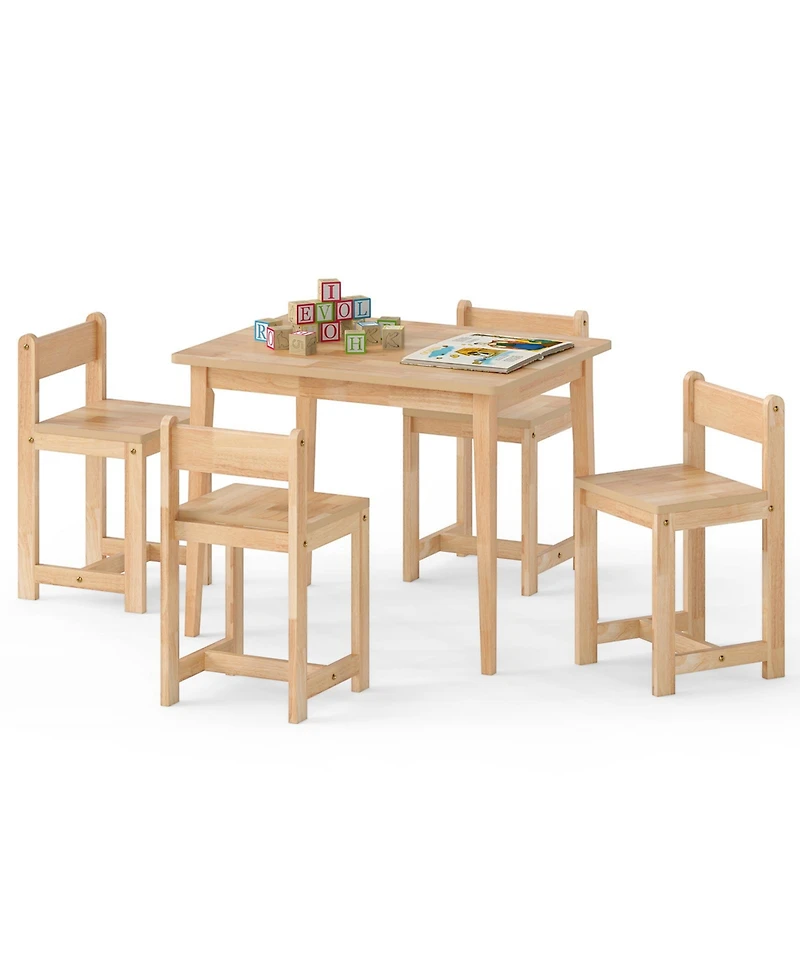 Slickblue 5 Piece Kids Furniture Set Table and Chairs Solid Wood Design
