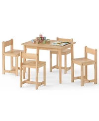 Slickblue 5 Piece Kids Furniture Set Table and Chairs Solid Wood Design