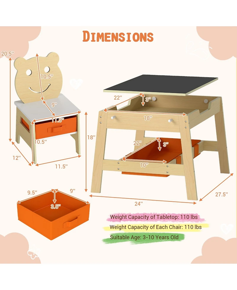Slickblue 5 1 Toddler Table and Chairs Set with Chalkboard