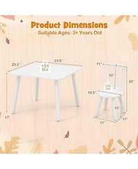 Slickblue 3 Piece Kids Table and Chair Set Solid Pine Wood Furniture