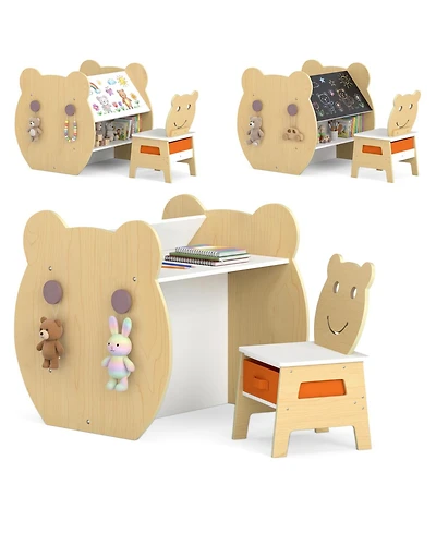 Slickblue 3 in 1 Kids Art Table and Chair Set with Storage and Board