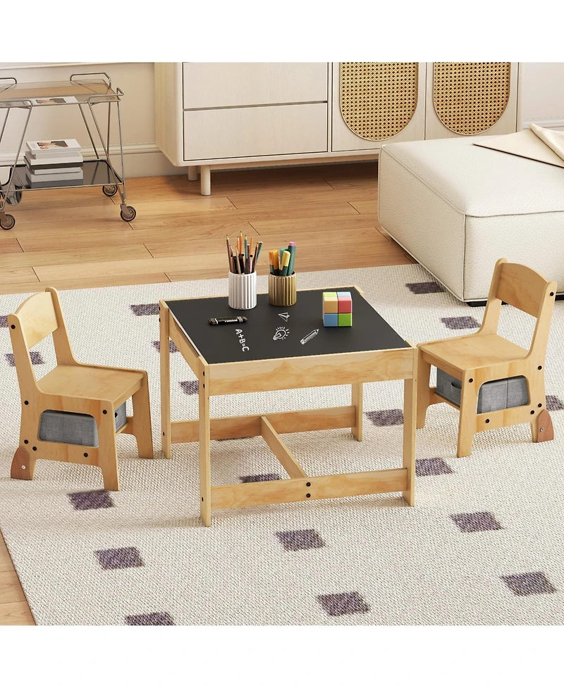 Slickblue 3 in 1 Kids Table and Chair Set with Removable Top and Drawers