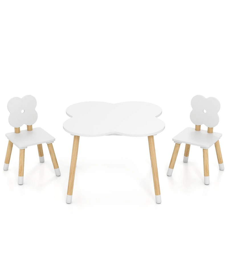 Slickblue Flower Design Kids Table and Chair Set with Wooden Legs