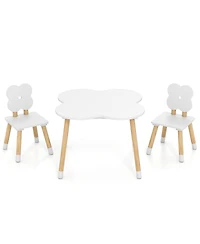 Slickblue Flower Design Kids Table and Chair Set with Wooden Legs