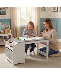 Slickblue Kids Drawing Table and Stool Set with Paper Roll and Painting Cups