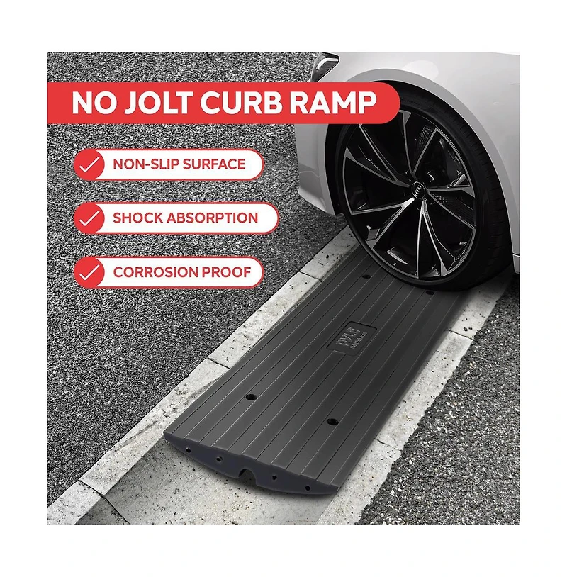 Pyle Driveway Threshold Car Curb Ramps, Set of 2