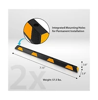 Pyle Vehicle & Car Tire Stops, Heavy-Duty Rubber Blocks, Set of 2