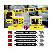 Pyle 12 Pieces Crime Scene Do Not Cross Tape Set - 200 Meters Long Tape Roll Suitable for a Wide Range of Applications, Including Roadworks, Events