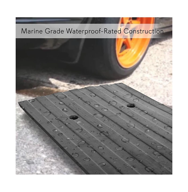 Pyle Driveway Threshold Car Curb Ramps, 3-Piece Set
