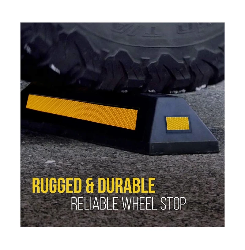 Pyle Pair of Heavy-Duty Parking Curb Tire Stops for Cars & Trucks