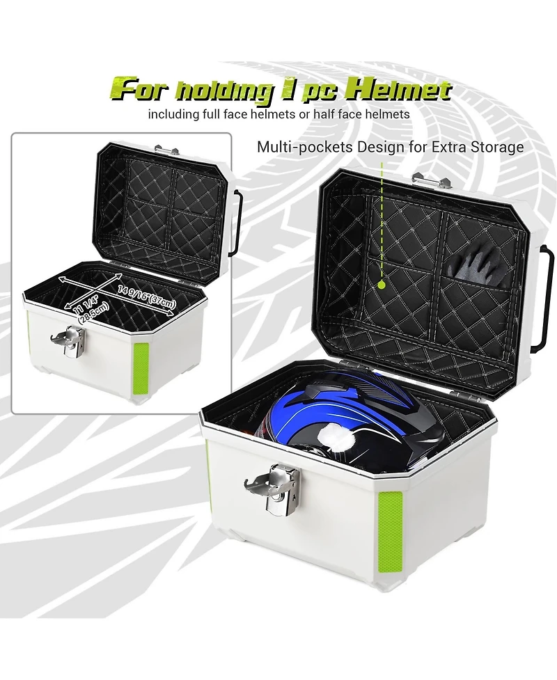 Yescom Ahr 36L Motorcycle Top Case Tour Tail Box Scooter Trunk Storage Backrest