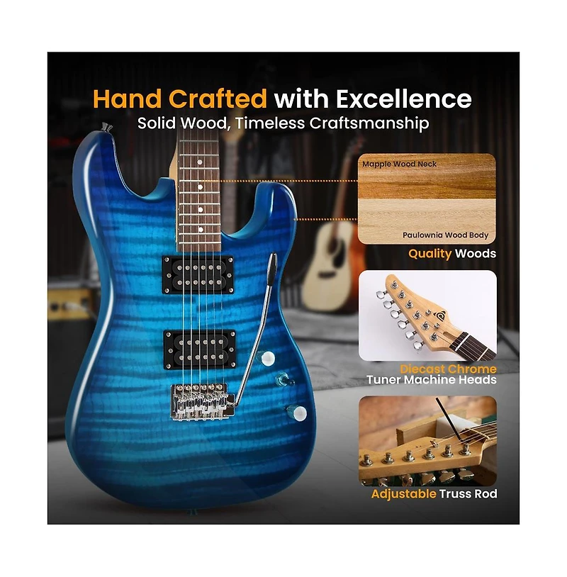 Pyle 6-String Electric Guitar Kit- Includes Amplifier with Accessory Kit