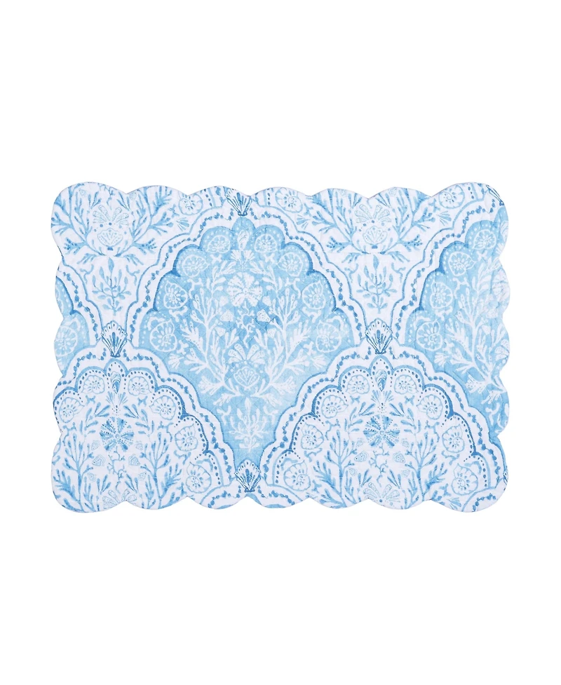 C&F Home Chinoiserie Coast Reversible Machine Washable Scallop Quilt Placemats Set of 6