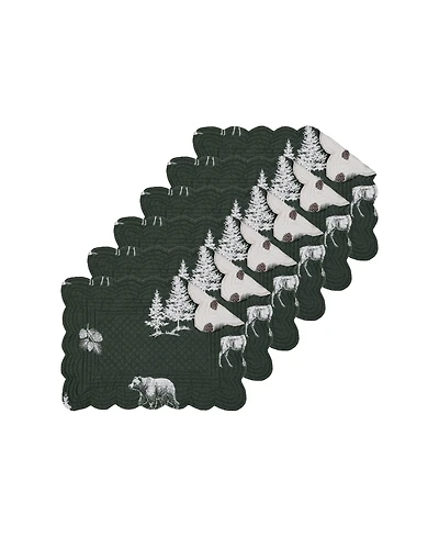 C&F Home Fernwood Forest 100% Cotton Scalloped Set of 6 Placemats 13" x 19