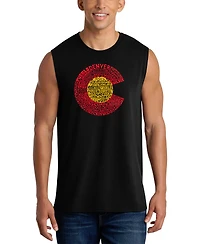 La Pop Art Men's Colorado Word Mountain Badge Tank Top
