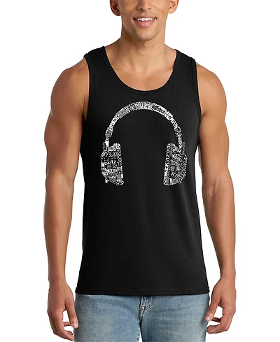 La Pop Art Men's Headphones Arch Word Graphic Tank Top
