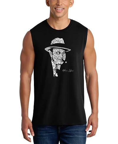 La Pop Art Men's Original Gangster Portrait Word Tank Top