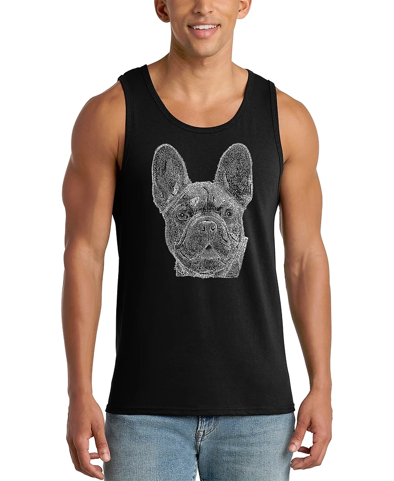 La Pop Art Men's French Bulldog Face Word Graphic Tank Top
