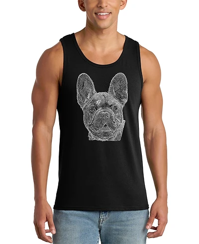 La Pop Art Men's French Bulldog Face Word Graphic Tank Top