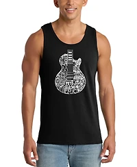 La Pop Art Men's Electric Guitar Circular Word Graphic Tank Top