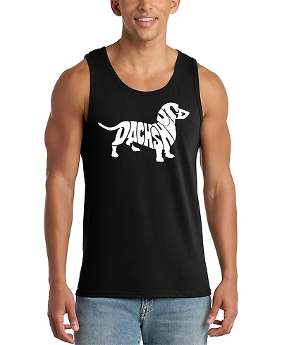 La Pop Art Men's Dachshund Word Graphic Tank Top