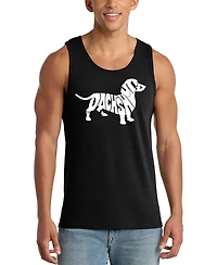 La Pop Art Men's Dachshund Word Graphic Tank Top