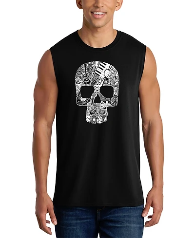 La Pop Art Men's Skull Typography Word Graphic Tank Top