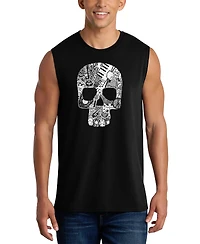 La Pop Art Men's Skull Typography Word Graphic Tank Top