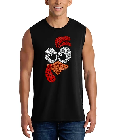 La Pop Art Men's Turkey Face Typography Graphic Tank Top