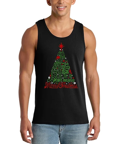 La Pop Art Men's Christmas Tree Word Tank Top