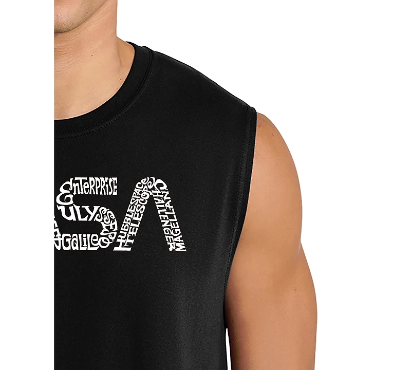 La Pop Art Men's Nasa Typography Logo Word Graphic Tank Top