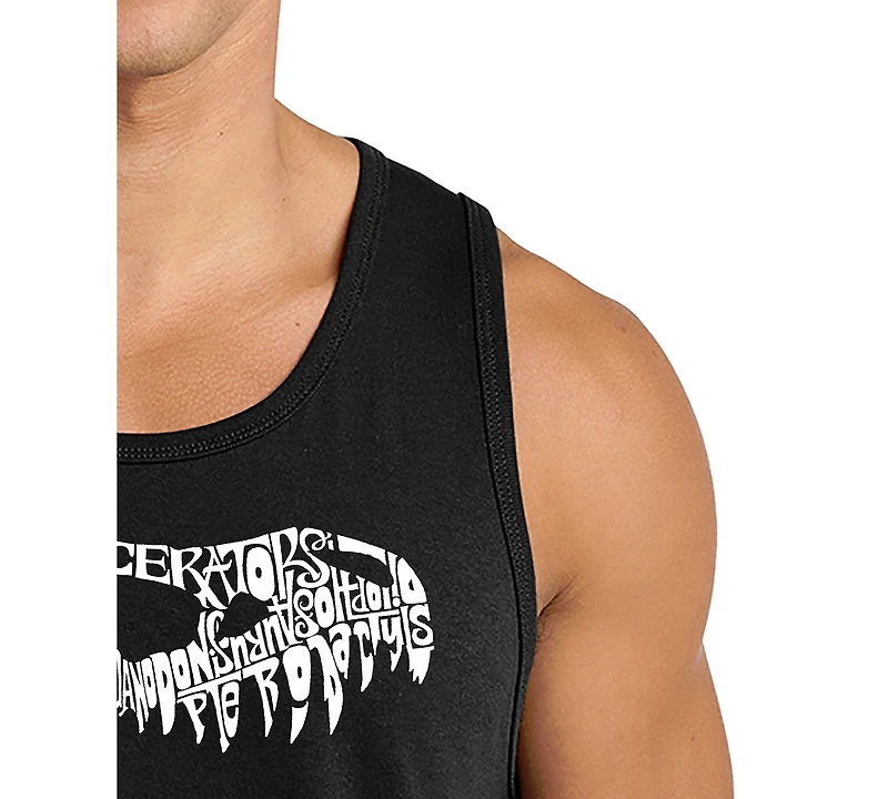 La Pop Art Men's T-Rex Skull Word Graphic Tank Top