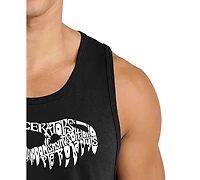 La Pop Art Men's T-Rex Skull Word Graphic Tank Top