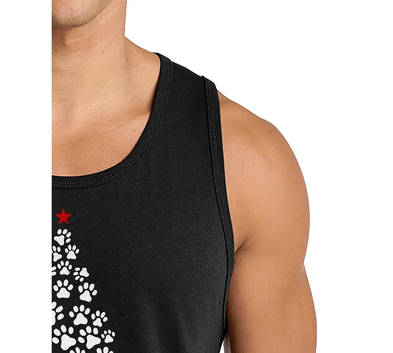 La Pop Art Men's Christmas Tree Word Scroll Base Graphic Tank Top