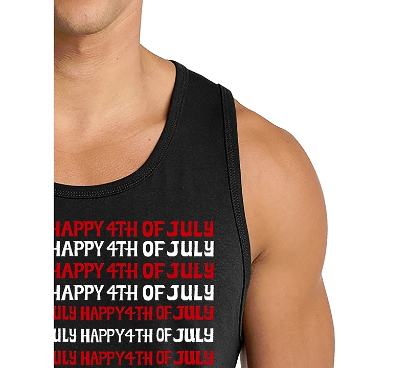 La Pop Art Men's Usa Flag Typography Graphic Tank Top