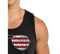 La Pop Art Men's American Flag Sunglasses Patriotic Word Graphic Tank Top