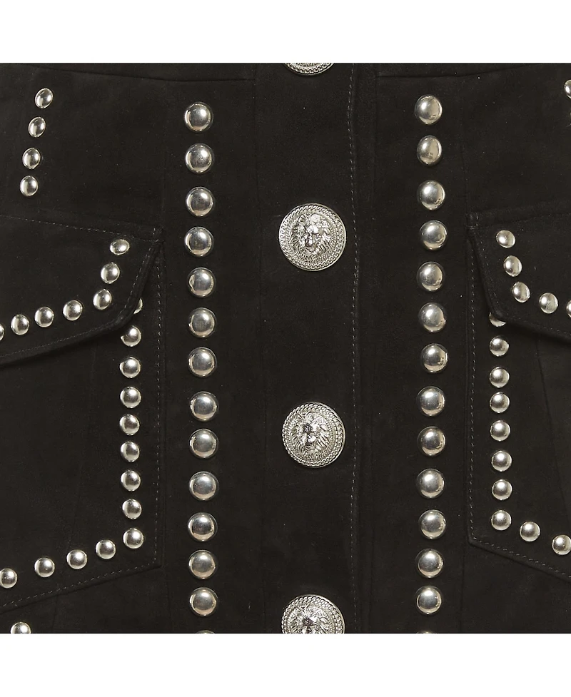 Pre-Owned Balmain Women's Studded Suede Mini Skirt