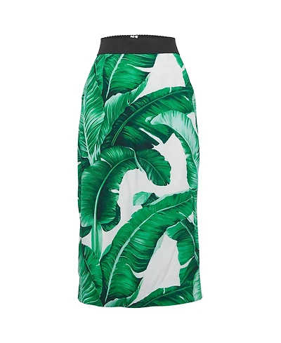 Pre-Owned Dolce & Gabbana Women's Tropical Print Crepe Pencil Skirt
